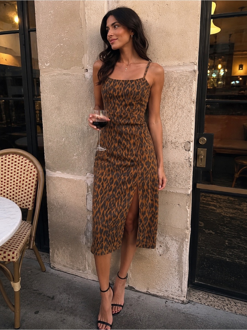 Steve Madden “Giselle” Leopard Print Denim Dress 🐆✨ size 2 NWT